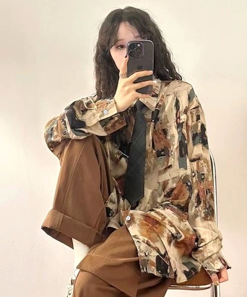 CANVAS+(キャンバスプラス)の「【CANVAS+】ニュアンス柄シャツ(シャツ/ブラウス・レディース・A/B・M)」の1枚目の写真