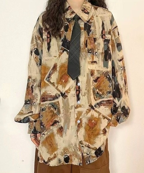 CANVAS+(キャンバスプラス)の「【CANVAS+】ニュアンス柄シャツ(シャツ/ブラウス・レディース・A/B・M)」の4枚目の写真