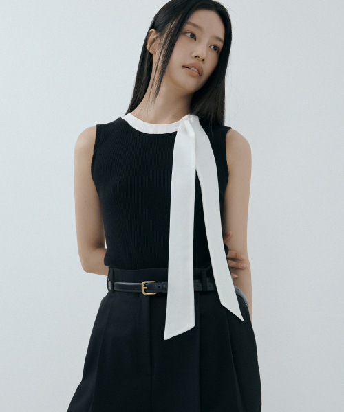 LUCIR ZU(ルシールズ)の「Scarf Neck Ribbed Tank (black)(Tシャツ/カットソー・レディース・その他・FREE)」の1枚目の写真