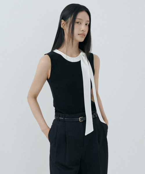 LUCIR ZU(ルシールズ)の「Scarf Neck Ribbed Tank (black)(Tシャツ/カットソー・レディース・その他・FREE)」の2枚目の写真