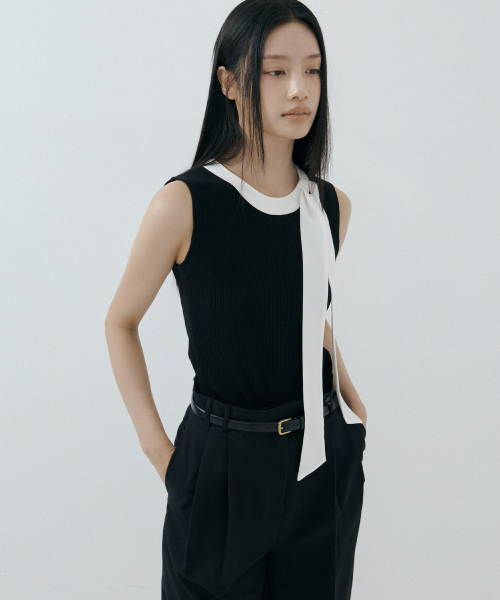 LUCIR ZU(ルシールズ)の「Scarf Neck Ribbed Tank (black)(Tシャツ/カットソー・レディース・その他・FREE)」の3枚目の写真