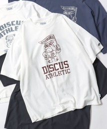 DISCUS（ディスカス）の「DISCUS/ディスカス COOLMAX(R) 梨地 オーバーサイズ カレッジロゴ アニマルロゴ 半袖Tシャツ レディース メンズ（Tシャツ/カットソー）」