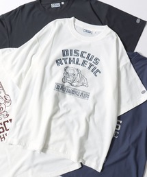 DISCUS（ディスカス）の「DISCUS/ディスカス COOLMAX(R) 梨地 オーバーサイズ カレッジロゴ アニマルロゴ 半袖Tシャツ レディース メンズ（Tシャツ/カットソー）」