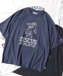 DISCUS（ディスカス）の「DISCUS/ディスカス COOLMAX(R) 梨地 オーバーサイズ カレッジロゴ アニマルロゴ 半袖Tシャツ レディース メンズ（Tシャツ/カットソー）」