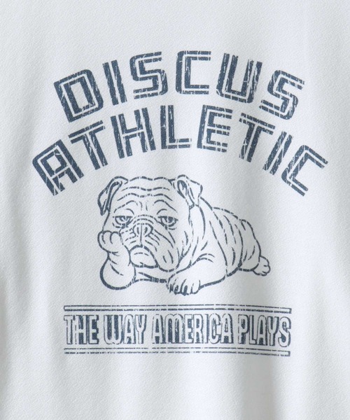 DISCUS（ディスカス）の「DISCUS/ディスカス COOLMAX(R) 梨地 オーバーサイズ カレッジロゴ アニマルロゴ 半袖Tシャツ レディース メンズ（Tシャツ/カットソー・メンズ・スミクロ/ホワイト/ホワイト系その他/グレイッシュブルー・M/L/LL）」の7枚目の写真