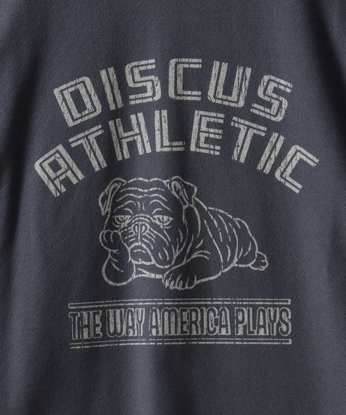 DISCUS（ディスカス）の「DISCUS/ディスカス COOLMAX(R) 梨地 オーバーサイズ カレッジロゴ アニマルロゴ 半袖Tシャツ レディース メンズ（Tシャツ/カットソー・メンズ・スミクロ/ホワイト/ホワイト系その他/グレイッシュブルー・M/L/LL）」の8枚目の写真