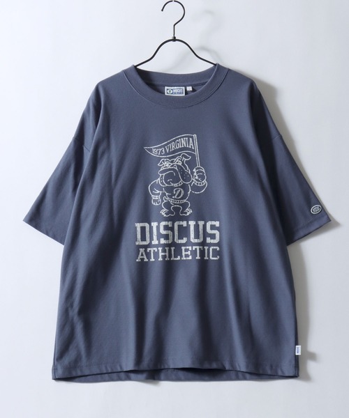 DISCUS（ディスカス）の「DISCUS/ディスカス COOLMAX(R) 梨地 オーバーサイズ カレッジロゴ アニマルロゴ 半袖Tシャツ レディース メンズ（Tシャツ/カットソー・メンズ・スミクロ/ホワイト/ホワイト系その他/グレイッシュブルー・M/L/LL）」の10枚目の写真