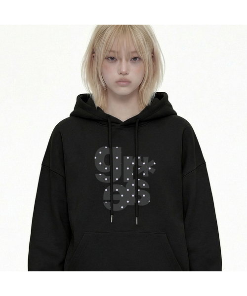 GRAVER（グレーバー）の「[ユニセックス]GRAE-S DOTフードパーカー_7カラー（パーカー・レディース・ブラック/クリーム/スカイブルー/ネイビー/ホワイト/ライトグレー/ブラウン・SMALL/MEDIUM/LARGE）」の2枚目の写真
