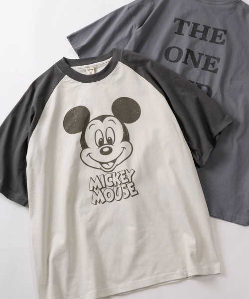 Disney(ディズニー)の「【71】【Disney/ディズニー】ミッキーマウス ユーズドライク クルーネックTシャツ/バックプリント/ユニセックス/レディース/メンズ(Tシャツ/カットソー・レディース・イエロー/アイボリー系2/グレー系2/アイボリー系/グレー系/ブルーグレー/アイボリー系1/グレー系1・XL/L/M)」の7枚目の写真