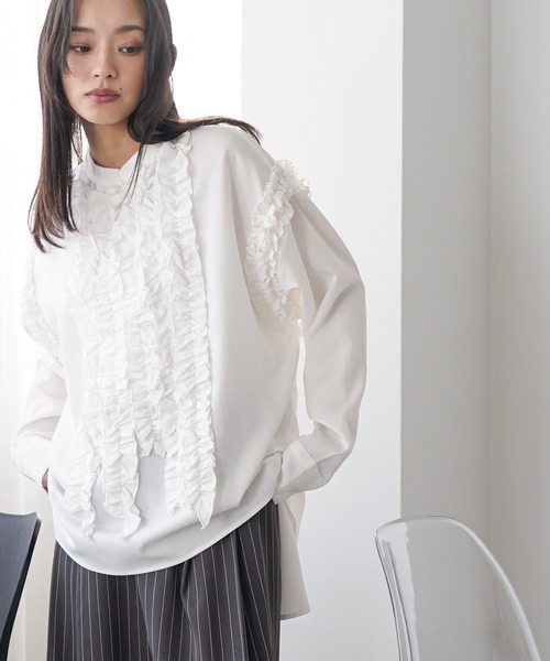 mili an deni(ミリアンデニ)の「タキシードフリルブラウス(シャツ/ブラウス・レディース・ブラック/ホワイト・M)」の10枚目の写真