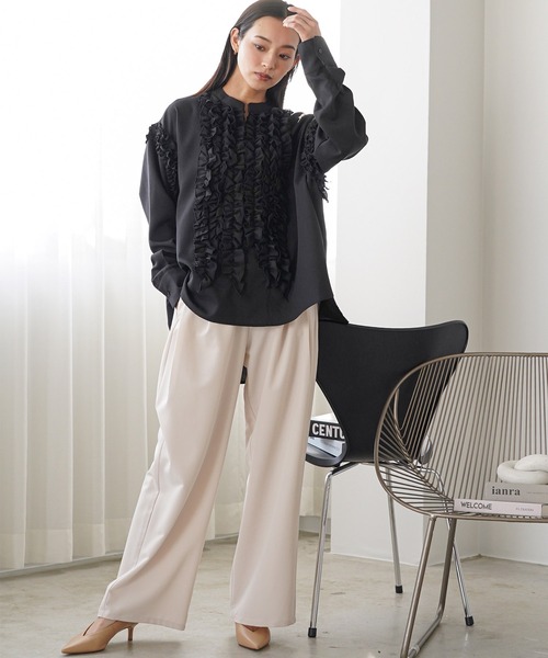 mili an deni(ミリアンデニ)の「タキシードフリルブラウス(シャツ/ブラウス・レディース・ブラック/ホワイト・M)」の17枚目の写真