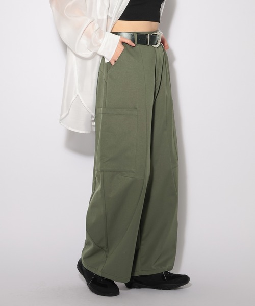 PBLIM(ページボーイリム)の「ミリタリーツイルカーブラインパンツ(カーゴパンツ・レディース・ブラック/カーキ・FREE)」の2枚目の写真
