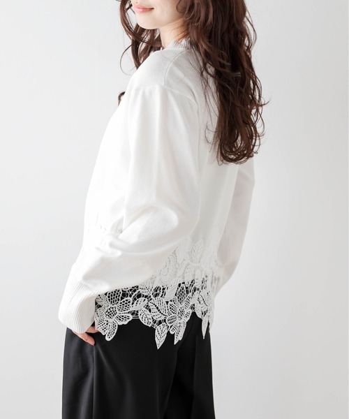 SUGAR BISKET(シュガービスケット)の「レースヘムニットトップス(Tシャツ/カットソー・レディース・ライトグレー/ホワイト/ブラック・フリー/C)」の12枚目の写真