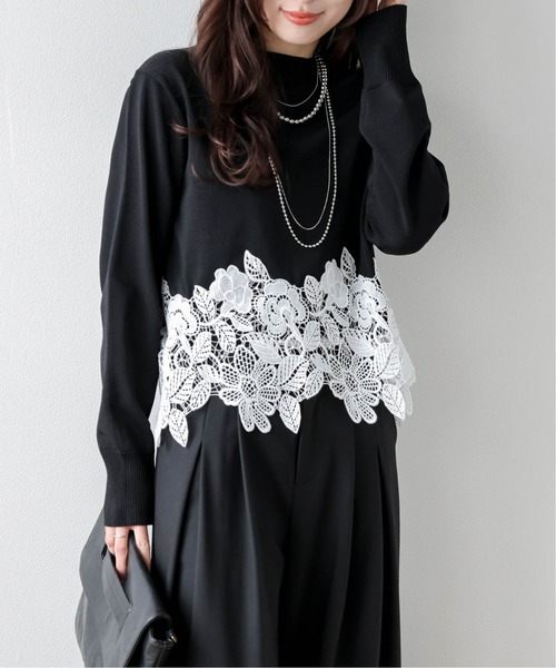 SUGAR BISKET(シュガービスケット)の「レースヘムニットトップス(Tシャツ/カットソー・レディース・ライトグレー/ホワイト/ブラック・フリー/C)」の15枚目の写真