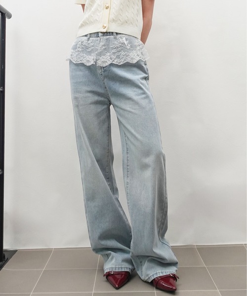 セール】ウェストレースデニムパンツ（デニムパンツ）｜unnu（ユヌ）の