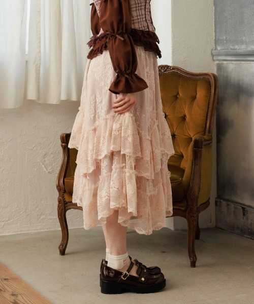 axes femme(アクシーズファム)の「レースフリルスカート(スカート・レディース・ミント/ピンク/ブラック・FREE)」の5枚目の写真
