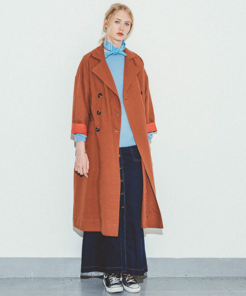 mystic（ミスティック）の「【Omekashi】リネントレンチ（トレンチコート・レディース・アイボリー/ベージュ/レンガ・ﾌﾘ-）」の3枚目の写真