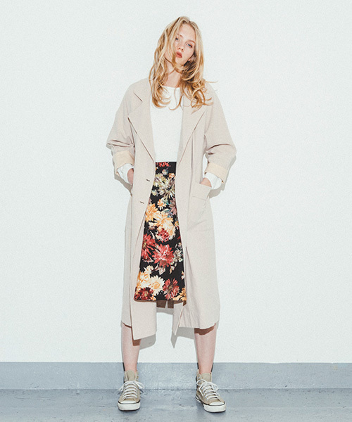 mystic（ミスティック）の「【Omekashi】リネントレンチ（トレンチコート・レディース・アイボリー/ベージュ/レンガ・ﾌﾘ-）」の4枚目の写真