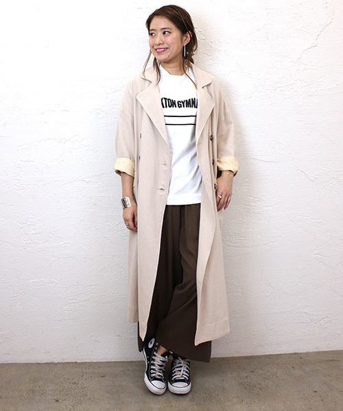 mystic（ミスティック）の「【Omekashi】リネントレンチ（トレンチコート・レディース・アイボリー/ベージュ/レンガ・ﾌﾘ-）」の5枚目の写真