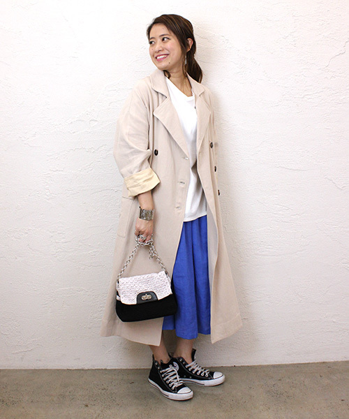 mystic（ミスティック）の「【Omekashi】リネントレンチ（トレンチコート・レディース・アイボリー/ベージュ/レンガ・ﾌﾘ-）」の7枚目の写真