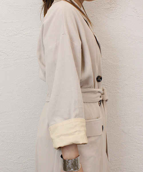 mystic（ミスティック）の「【Omekashi】リネントレンチ（トレンチコート・レディース・アイボリー/ベージュ/レンガ・ﾌﾘ-）」の11枚目の写真