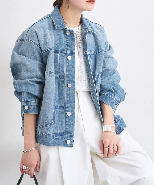 JOURNAL STANDARD（ジャーナルスタンダード）の「《追加3》Denim Trucker jacket（デニムジャケット・レディース・ブラック/ブルー系その他・FREE）」の2枚目の写真