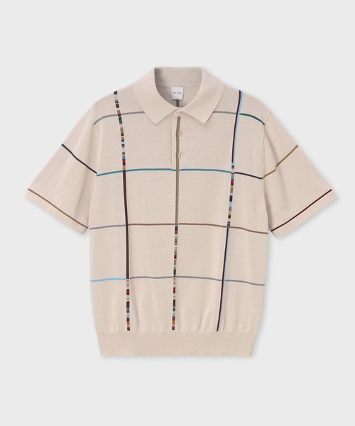 Paul Smith（ポールスミス）の「マルチカラーチェック 半袖ニットポロ / 163409 783Z（ニット/セーター・メンズ・ネイビー/オフホワイト・LARGE/MEDIUM）」の2枚目の写真