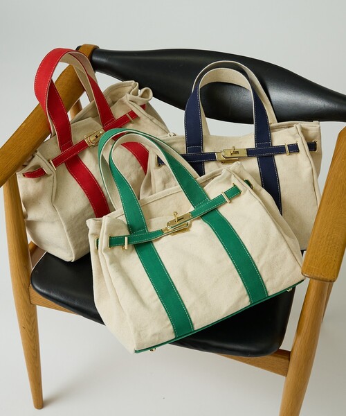 ABAHOUSE(アバハウス)の「キャンバス ベルトトートバッグ / Sサイズ / ユニセックス【CHIMERE/シメール】(トートバッグ・メンズ・グリーン/レッド・フリー)」の3枚目の写真