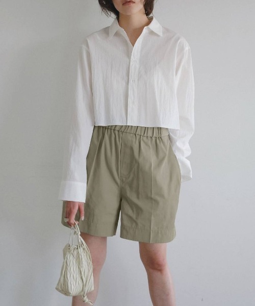 anuke(アンヌーク)の「anuke Twill Half Pants ツイルハーフパンツ/62610724(その他パンツ・レディース・ベージュ/ブラック・36)」の2枚目の写真