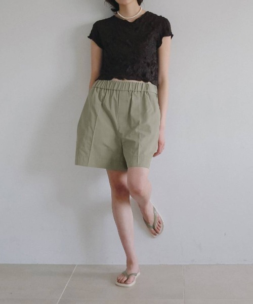 anuke(アンヌーク)の「anuke Twill Half Pants ツイルハーフパンツ/62610724(その他パンツ・レディース・ベージュ/ブラック・36)」の3枚目の写真