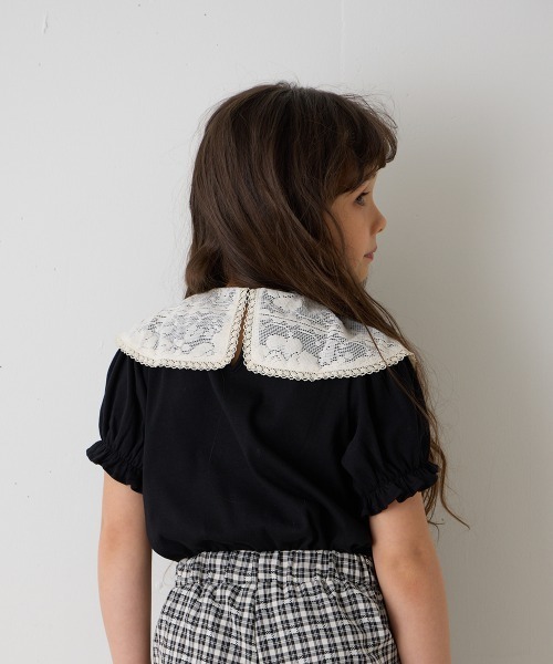 riziere(リジェール)の「レースビッグカラートップス(Tシャツ/カットソー・キッズ・ピンク系/ブラック・90/100/110/120/130/140/150)」の4枚目の写真