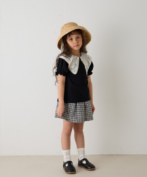 riziere(リジェール)の「レースビッグカラートップス(Tシャツ/カットソー・キッズ・ピンク系/ブラック・90/100/110/120/130/140/150)」の5枚目の写真