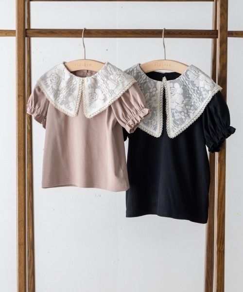riziere(リジェール)の「レースビッグカラートップス(Tシャツ/カットソー・キッズ・ピンク系/ブラック・90/100/110/120/130/140/150)」の18枚目の写真