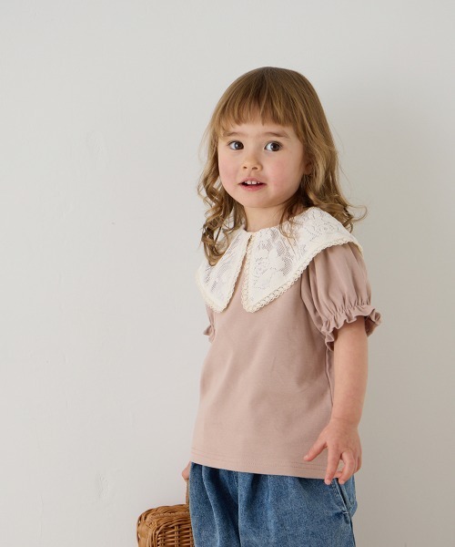 riziere(リジェール)の「レースビッグカラートップス(Tシャツ/カットソー・キッズ・ピンク系/ブラック・90/100/110/120/130/140/150)」の13枚目の写真