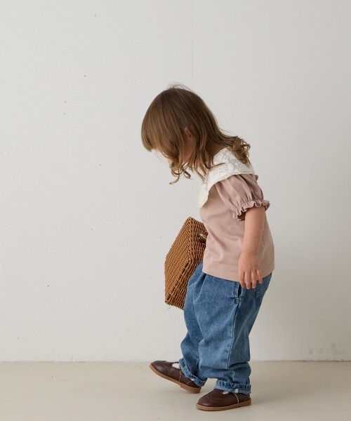 riziere(リジェール)の「レースビッグカラートップス(Tシャツ/カットソー・キッズ・ピンク系/ブラック・90/100/110/120/130/140/150)」の14枚目の写真