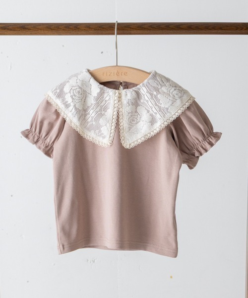 riziere(リジェール)の「レースビッグカラートップス(Tシャツ/カットソー・キッズ・ピンク系/ブラック・90/100/110/120/130/140/150)」の8枚目の写真