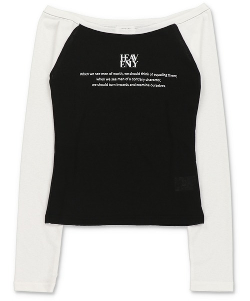 SPINNS(スピンズ)の「薄手オフショル長袖カットソー/ラグラン(Tシャツ/カットソー・レディース・ブラック系その他/ホワイト系その他・ONESIZE)」の1枚目の写真