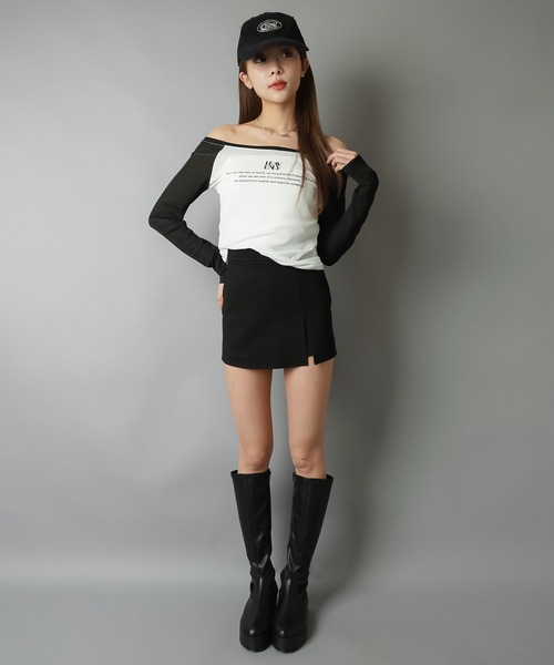 SPINNS(スピンズ)の「薄手オフショル長袖カットソー/ラグラン(Tシャツ/カットソー・レディース・ブラック系その他/ホワイト系その他・ONESIZE)」の11枚目の写真