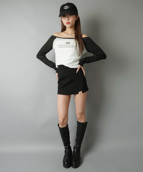 SPINNS(スピンズ)の「薄手オフショル長袖カットソー/ラグラン(Tシャツ/カットソー・レディース・ブラック系その他/ホワイト系その他・ONESIZE)」の12枚目の写真