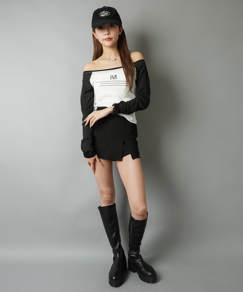 SPINNS(スピンズ)の「薄手オフショル長袖カットソー/ラグラン(Tシャツ/カットソー・レディース・ブラック系その他/ホワイト系その他・ONESIZE)」の13枚目の写真