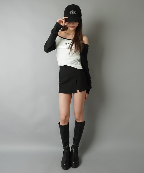 SPINNS(スピンズ)の「薄手オフショル長袖カットソー/ラグラン(Tシャツ/カットソー・レディース・ブラック系その他/ホワイト系その他・ONESIZE)」の14枚目の写真