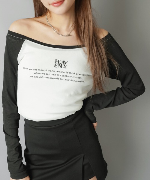 SPINNS(スピンズ)の「薄手オフショル長袖カットソー/ラグラン(Tシャツ/カットソー・レディース・ブラック系その他/ホワイト系その他・ONESIZE)」の8枚目の写真