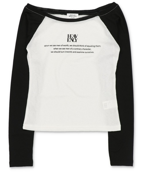 SPINNS(スピンズ)の「薄手オフショル長袖カットソー/ラグラン(Tシャツ/カットソー・レディース・ブラック系その他/ホワイト系その他・ONESIZE)」の3枚目の写真
