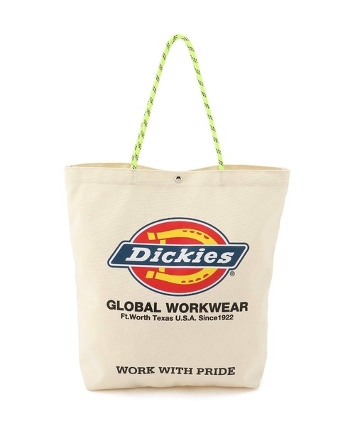 Dickies(ディッキーズ)の「DICKIES LOGO PRINT ROPE TOTE BAG(トートバッグ・メンズ・ホワイト/ブラック/アイボリー/ブラック系2・FREE)」の1枚目の写真