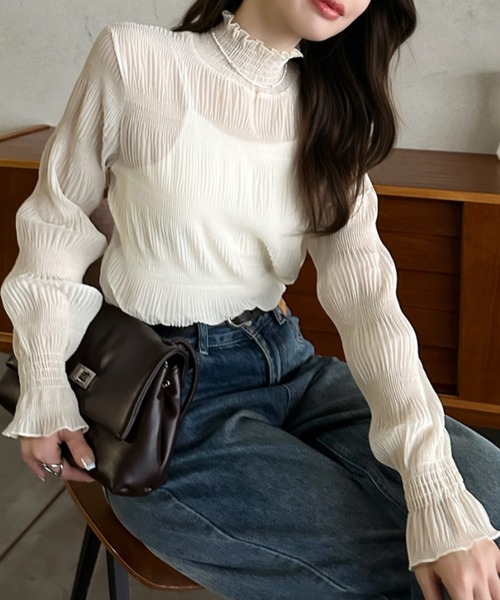Eclat one(エクラワン)の「【Eclat one】マジョリカプリーツ ハイネック 長袖ブラウス(シャツ/ブラウス・レディース・アイボリー/ブラック/グレー・FREE)」の22枚目の写真
