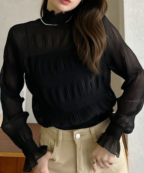 Eclat one(エクラワン)の「【Eclat one】マジョリカプリーツ ハイネック 長袖ブラウス(シャツ/ブラウス・レディース・アイボリー/ブラック/グレー・FREE)」の17枚目の写真