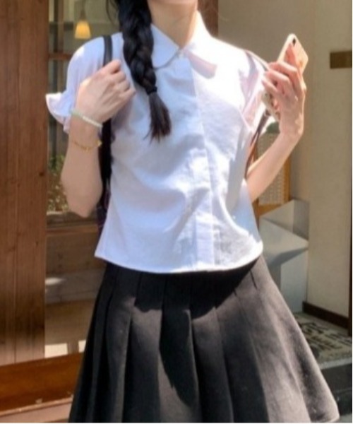 Vini(ヴィニ)の「フリル半袖ブラウス(Tシャツ/カットソー・レディース・ホワイト・MEDIUM)」の8枚目の写真