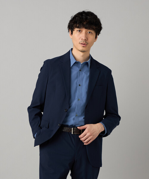 COMME CA MEN(コムサメン)の「【セットアップ対応】福井産 ナイロントリコットジャージー ジャケット(テーラードジャケット・メンズ・グレー/ネイビー・M/L/S)」の2枚目の写真