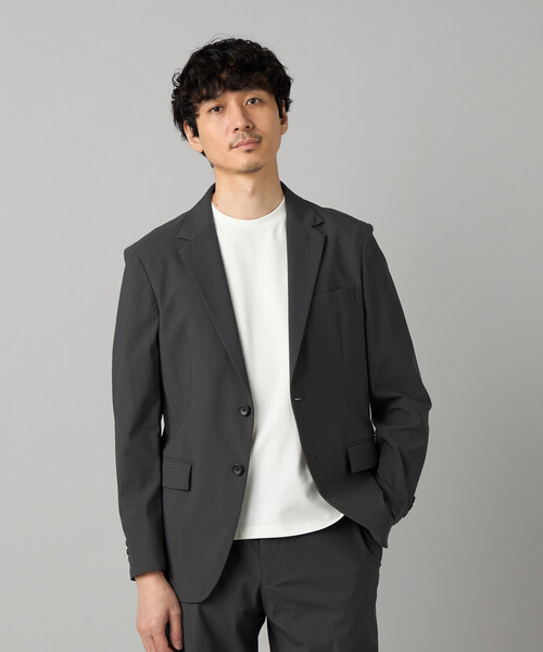 COMME CA MEN(コムサメン)の「【セットアップ対応】福井産 ナイロントリコットジャージー ジャケット(テーラードジャケット・メンズ・グレー・M/L/S)」の1枚目の写真