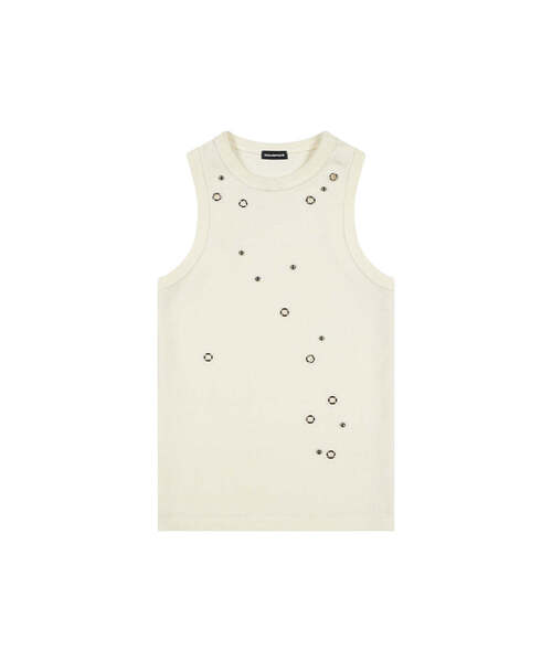 DAUSPICE(ディーオスピス)の「(DUC) Eyelet Stud Tank Top White(Tシャツ/カットソー・レディース・ホワイト・ONE SIZE)」の1枚目の写真